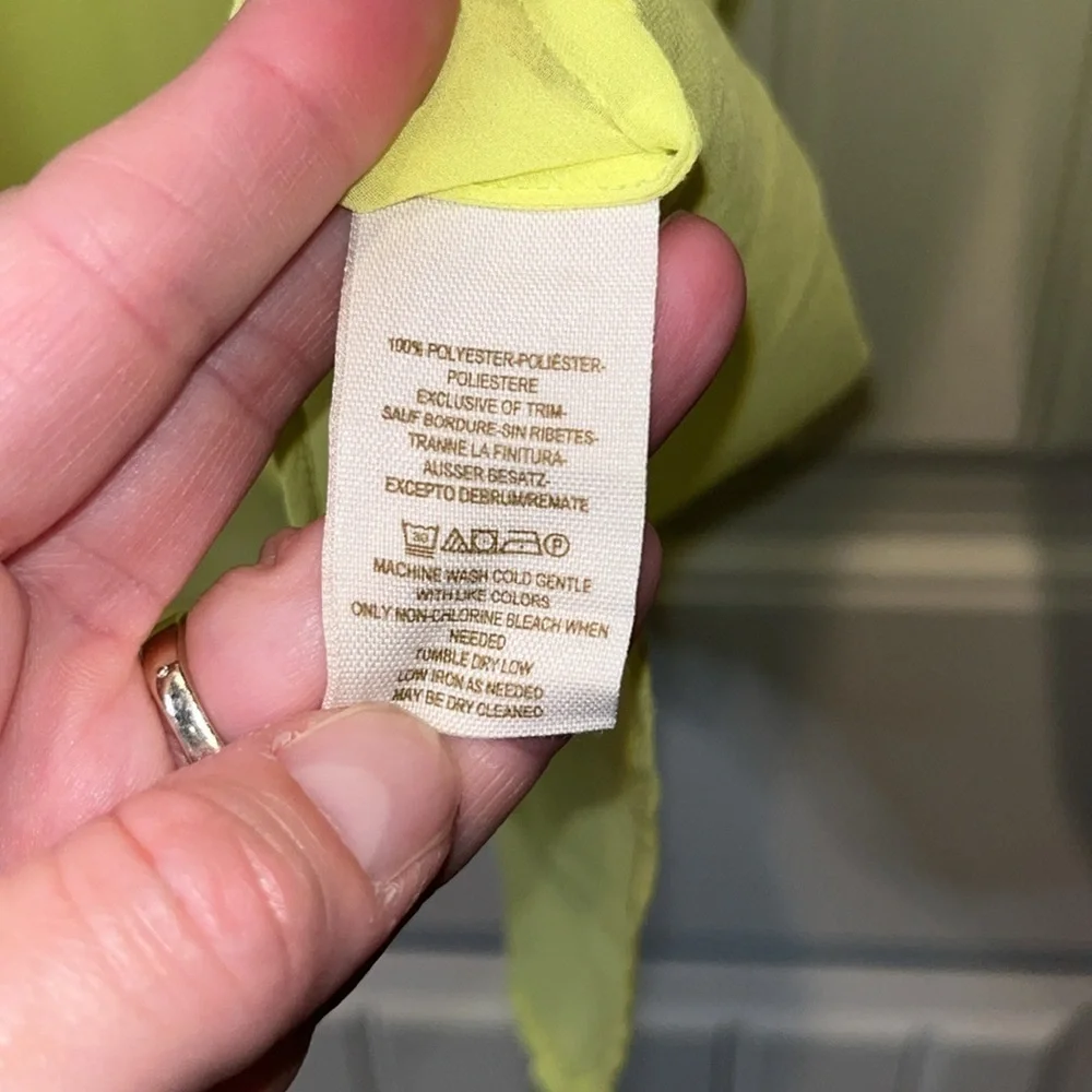 Free People tennis ball yellow semi sheer oversized lightweight Button Down M